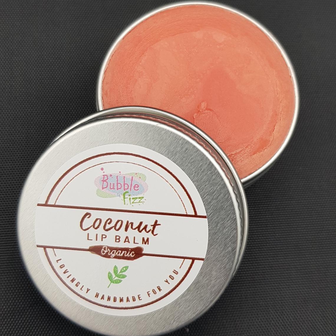 Close up of organic coconut lip balm.