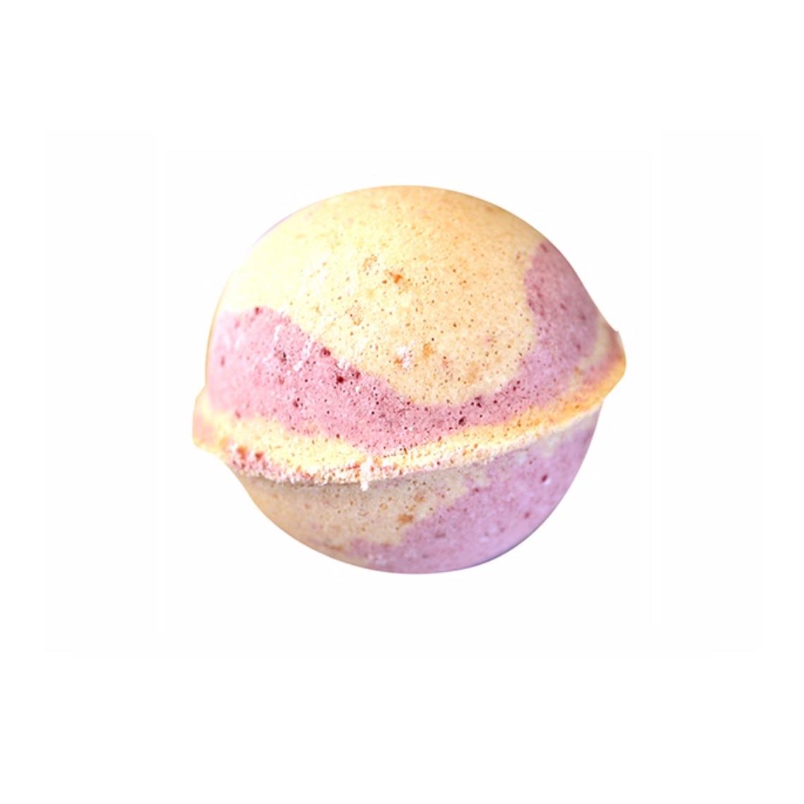 Pink & yellow bath bomb.